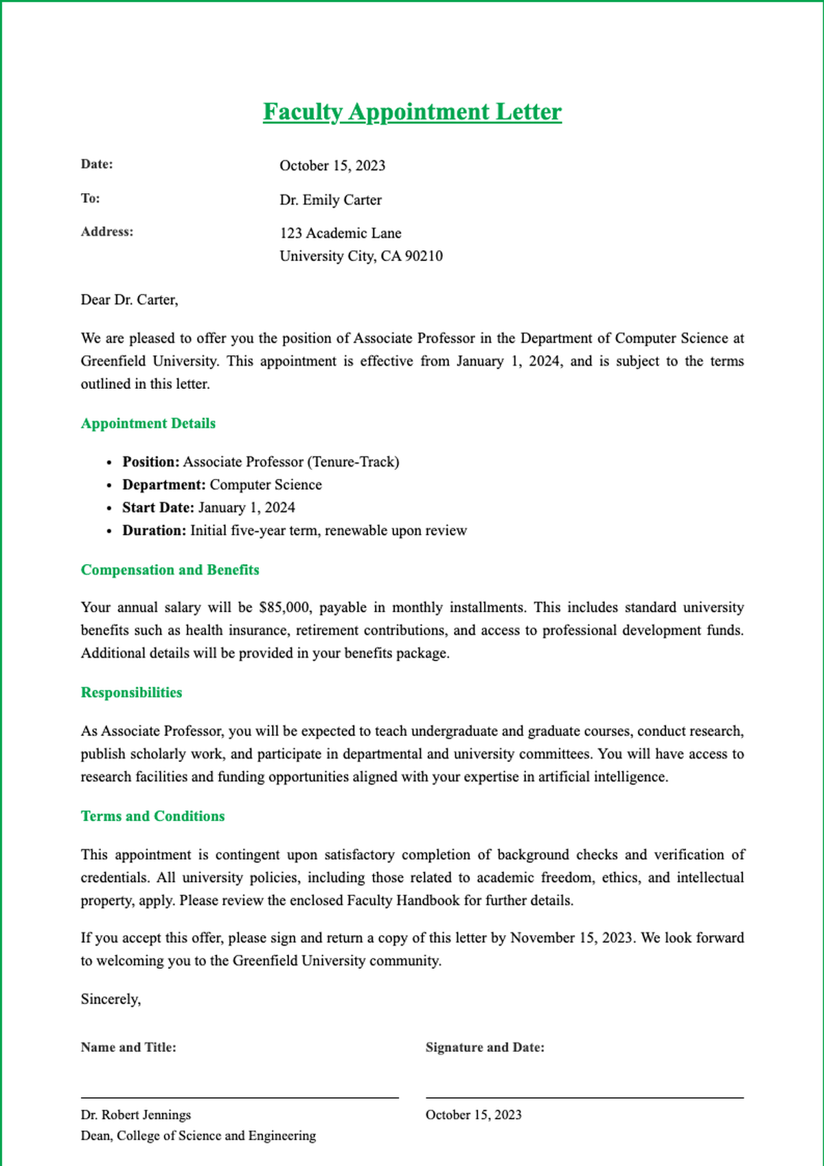 Faculty Appointment Letter Template with Placeholder Text_variant_3